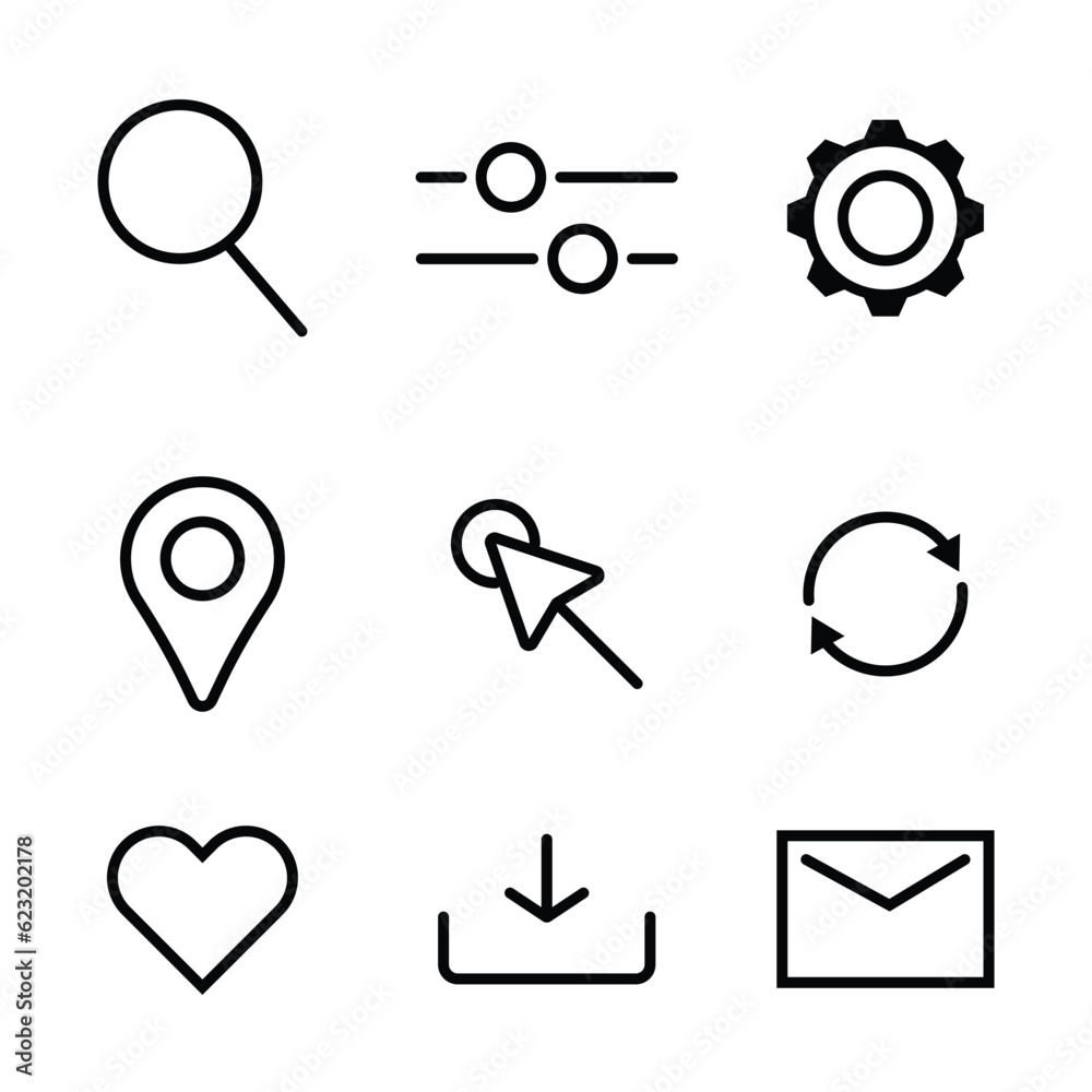 Navigation Vector Icon Set Outline Navigation Vector Icon Set Outline