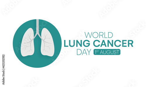World Lung Cancer day, August, World Lung Cancer Day Poster with white cancer awareness ribbon illustration, Important day.