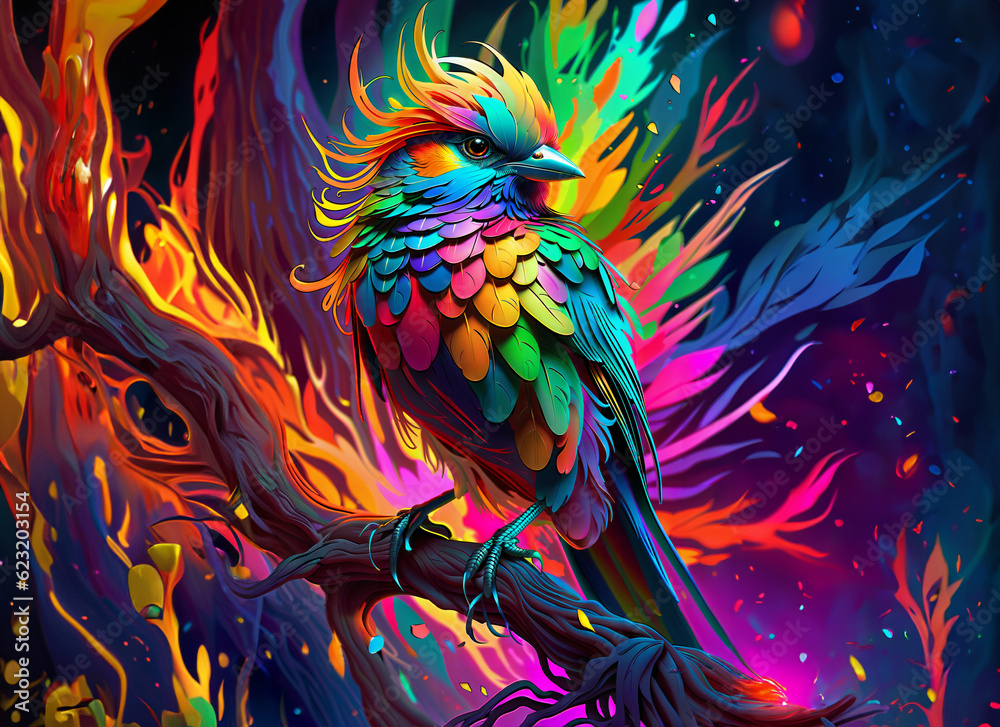 Obraz premium Colorful mayestic bird, illustration - AI generated