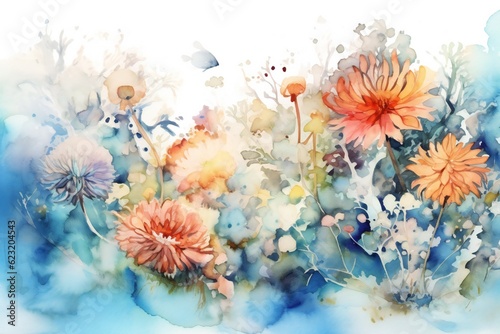 Wallpaper Mural Watercolor underwater floral on white background Generative AI Torontodigital.ca