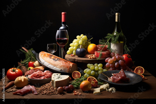 Essen auf einer Tafel, ki generiert