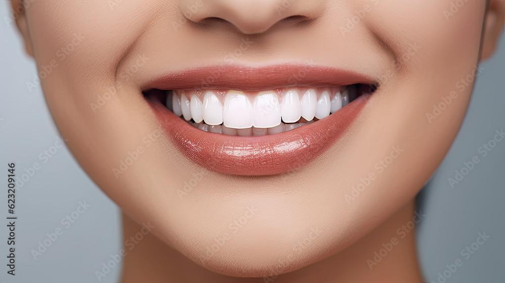 Close up of a woman's mouth, smiling woman white teeth Close up of a woman's mouth, smiling woman white teeth
