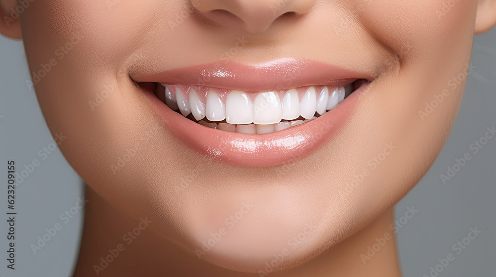 Close up of a woman's mouth, smiling woman white teeth Close up of a woman's mouth, smiling woman white teeth