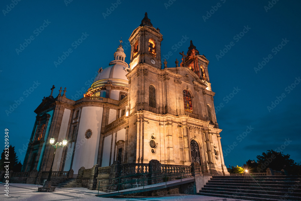 Sancuary of our Lady of Sameiro, at  night. Braga, Portugal Juli 8 2023.
