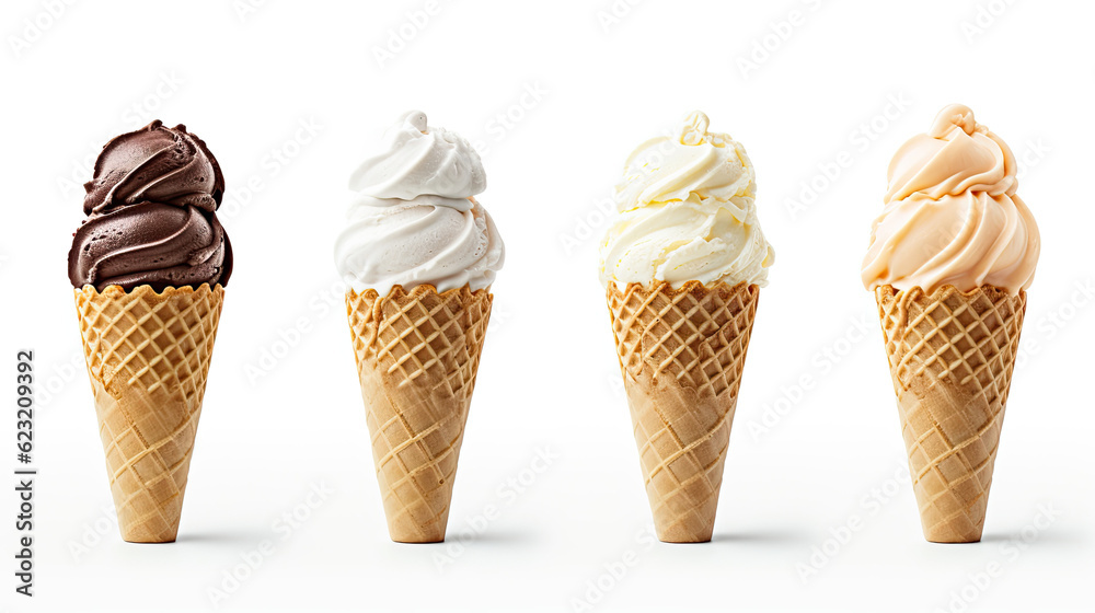 Isolated ice cream cones background Isolated ice cream cones background
