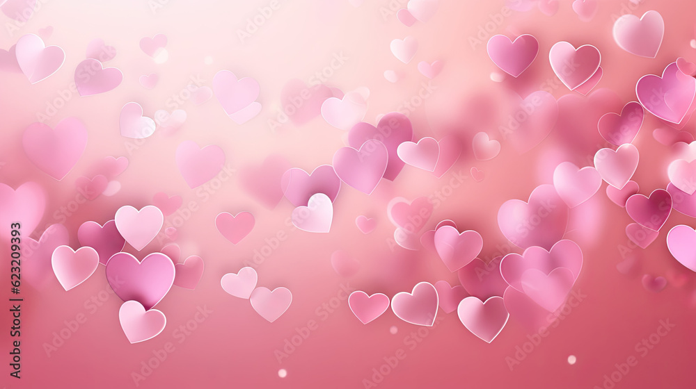 Pink hearts background, festive valentine background