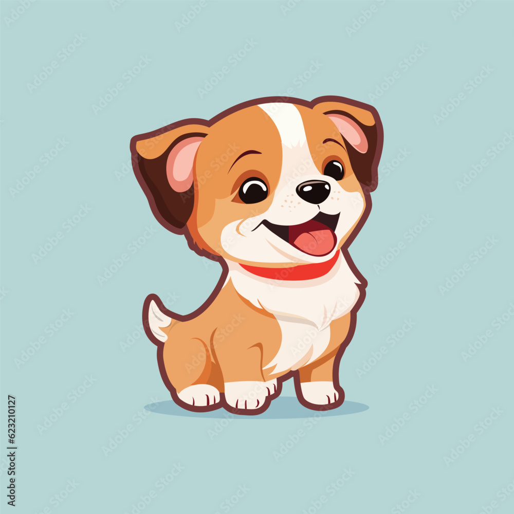 Cute Little dog cartoon mascot vector illustration