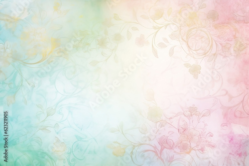 Vintage flowers background. Old paper texture. Ai generated