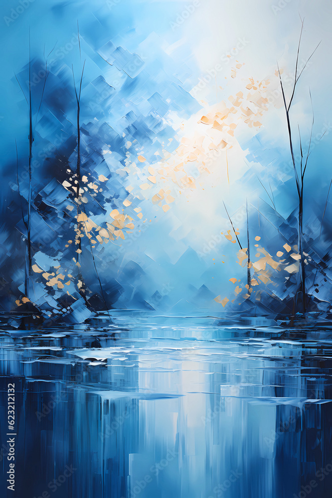 Abstract art - digital painting done with cold colors