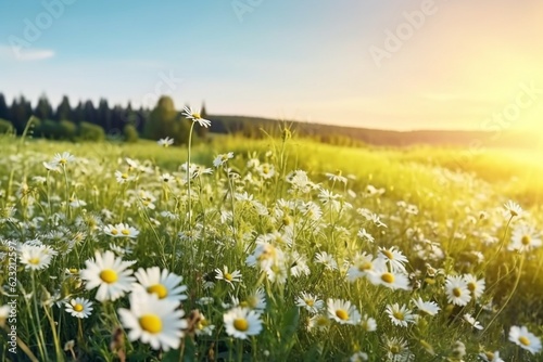 Chamomile flower field,Chamomile in the nature. High quality photo