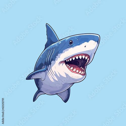 shark illustration sea animal vector drawing sticker 