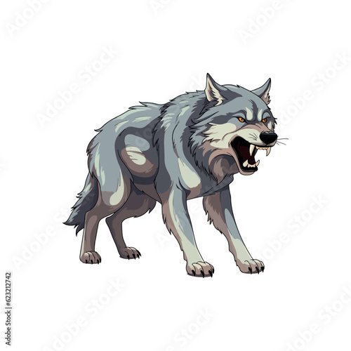 wolf in a white angry wolf animal illustration vector 