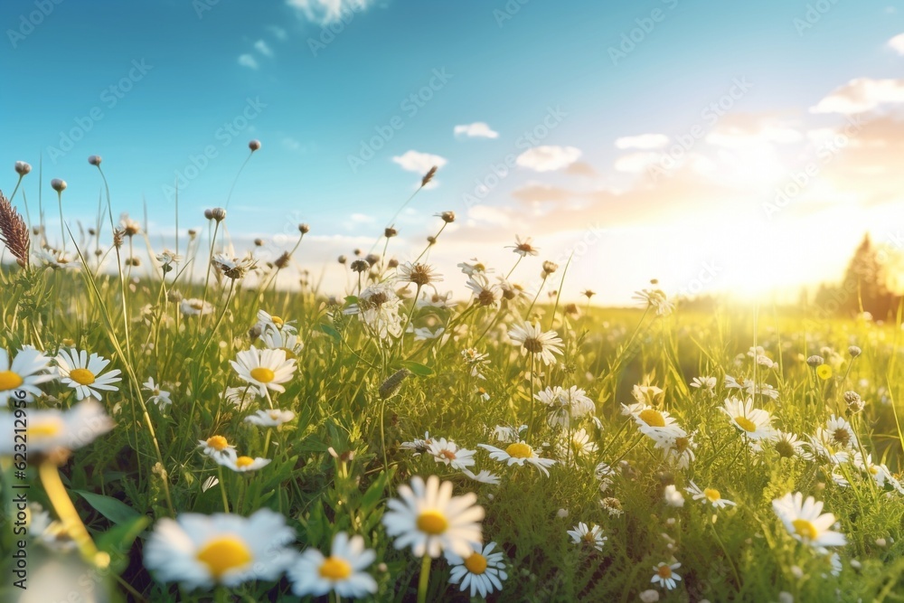 Chamomile flower field,Chamomile in the nature. High quality photo