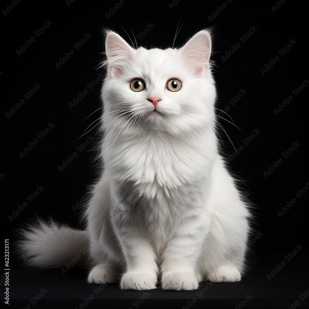 white cat on a black background, Generative AI white cat on a black background, Generative AI