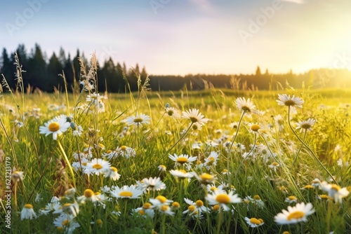 Chamomile flower field,Chamomile in the nature. High quality photo