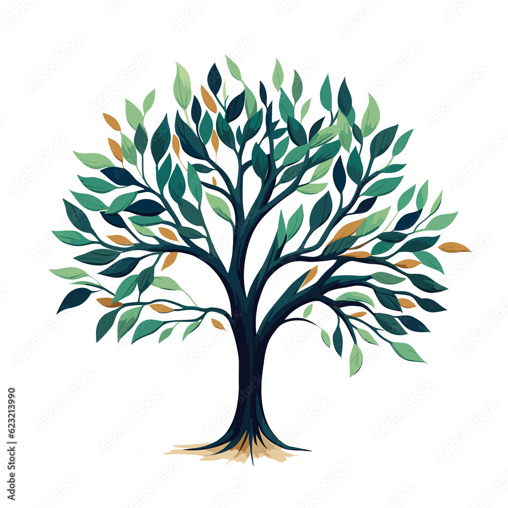 Fototapeta premium Green tree, TShirt Design , graphic design, Generative Ai