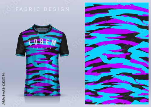 Fabric textile design for Sport t-shirt, Soccer jersey mockup for football club. uniform front view.	