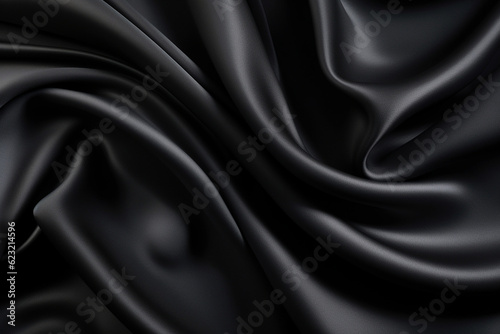 luxurious swirls of black satin. High quality photo