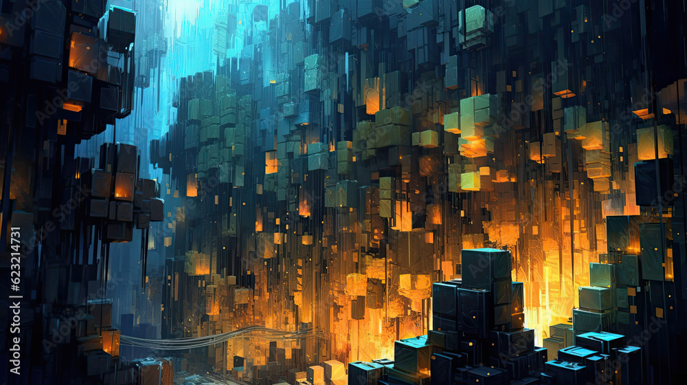 Fototapeta premium The city buildings watercolor illustration - Generative AI.