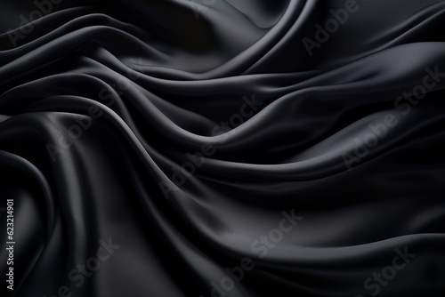 luxurious swirls of black satin. High quality photo