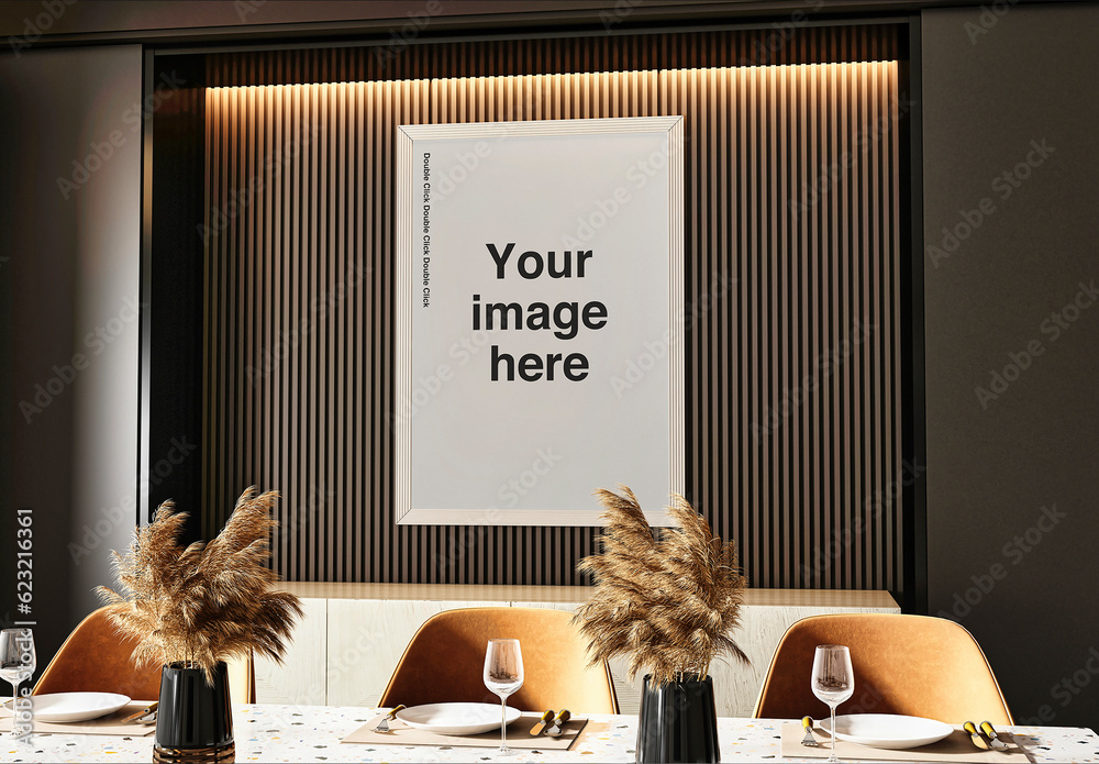 Elegant Dining Room Mockup Scene 01 Stock Template | Adobe Stock