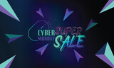 Cyber Monday Colorful Neon Style Super Sale Web Banner. Cyber Monday Sale Special Offer Social Media Post Design. Business, Promotion, and Advertising Vector Template. Seasonal Offers Mega Big Sale