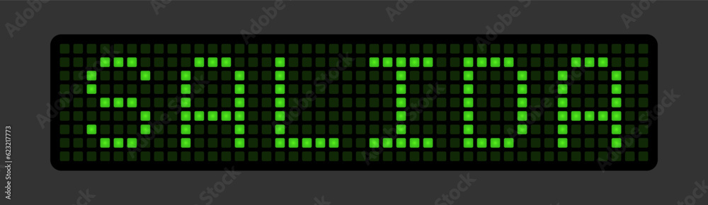 Electronic display in green with the word Exit. Spanish language