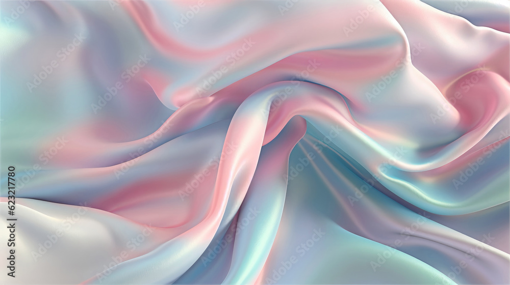 Obraz premium Light pink and light blue silk wavy background.