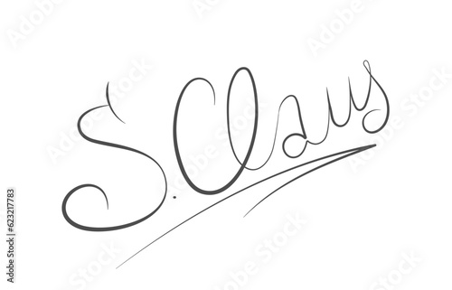 calligraphic Christmas signature of Santa Claus. Isolated vector illustration for greeting cards, banners, prints, posters, scrapbooking