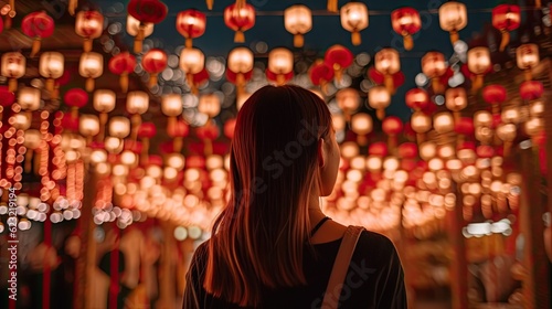 Girl at the lantern festival, chinese new year