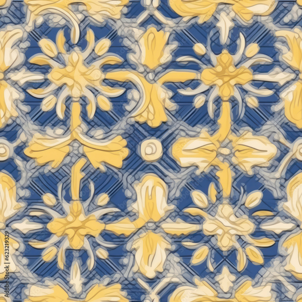 Fototapeta premium Seamless ethnic pattern. Azulejo tiles.