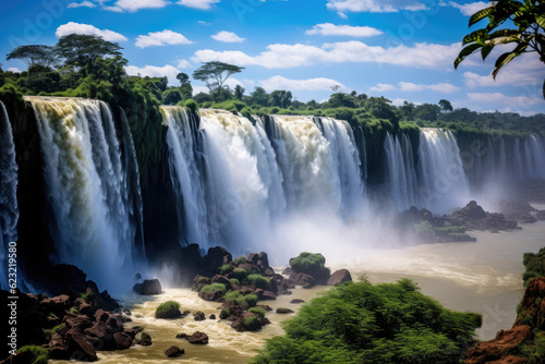 realistic image of Iguazu Falls in Brazil  hyperrealistic photography  ai generated.