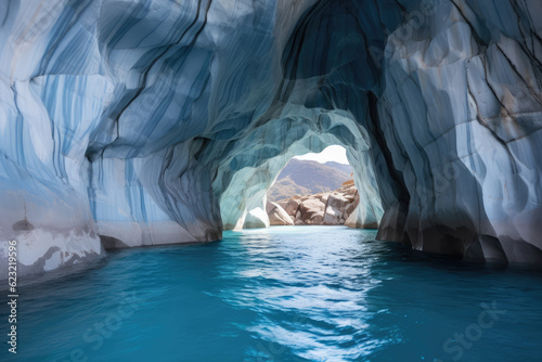 image of the Marble Caves in Chile, realism, ai generated
