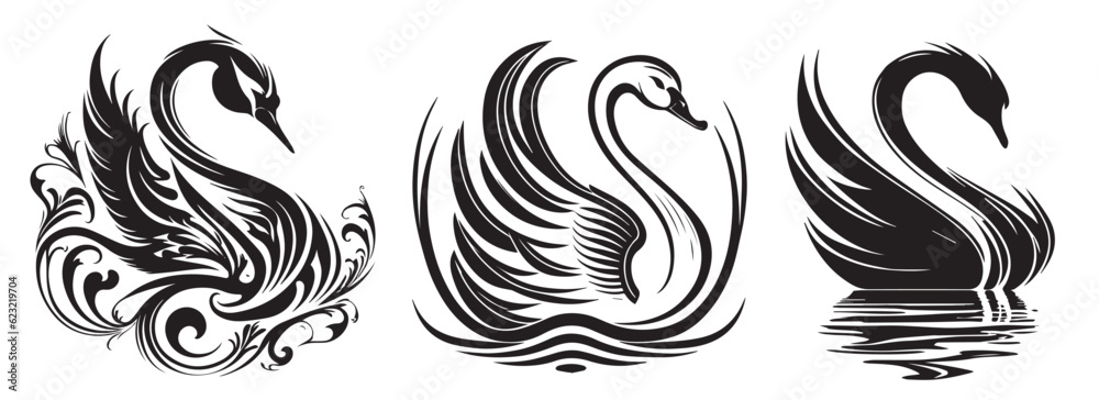 Swan vector silhouette illustration on a white background