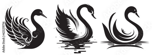 Swan vector silhouette illustration on a white background