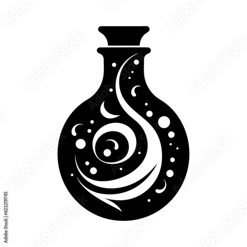 halloween bottle with magic potions and poisons vector. silhouette of a witch's poison bottle. Nostrum or arcanum. Vintage style.