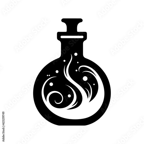 halloween bottle with magic potions and poisons vector. silhouette of a witch's poison bottle. Nostrum or arcanum. Vintage style.