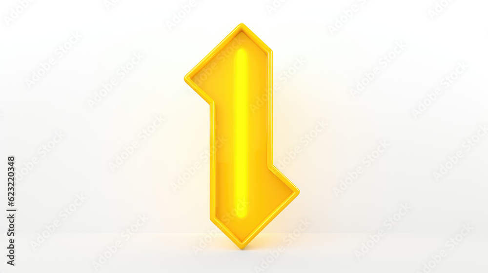 3d neon yellow arrow isolated on white 3d neon yellow arrow isolated on white