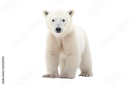 Cute little polar bear  cub  isolated  white background  generative ai
