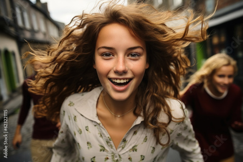 close up of a young girl having fun