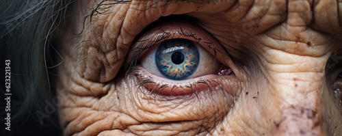 old senior woman wrinkles and eye detail. amazing close up.
