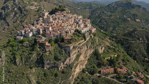 Aerial view of Castelmola in Sicily Italy photo