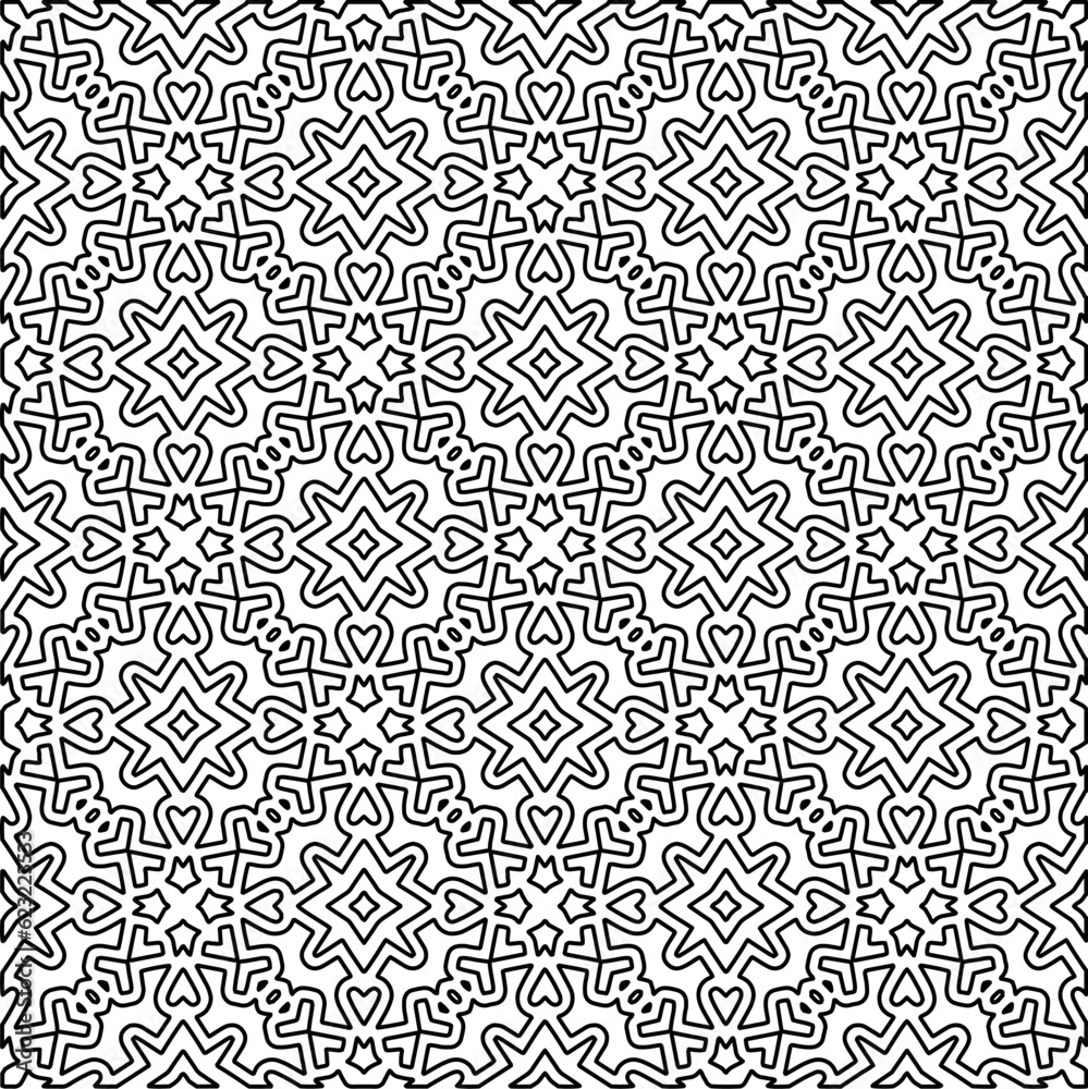 Stylish texture with figures from lines. Abstract geometric black and white pattern for web page, textures, card, poster, fabric, textile. Monochrome graphic repeating design. Stylish texture with figures from lines. Abstract geometric black and white pattern for web page, textures, card, poster, fabric, textile. Monochrome graphic repeating design.