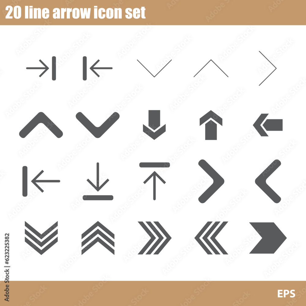 vector 20 line arrow icon set vector 20 line arrow icon set