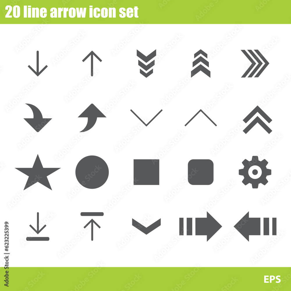 vector 20 line arrow icon set vector 20 line arrow icon set
