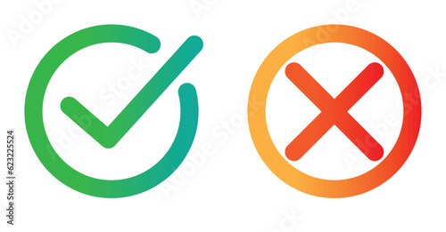 Check mark icon . Red and green check mark . Yes, no icons, symbols