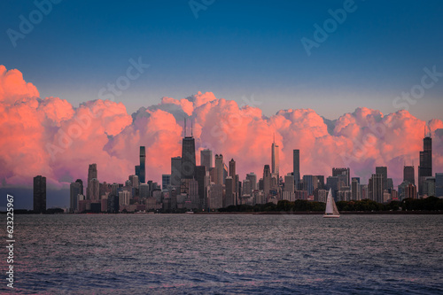 Obraz na płótnie Storm clouds in Chicago w salonie