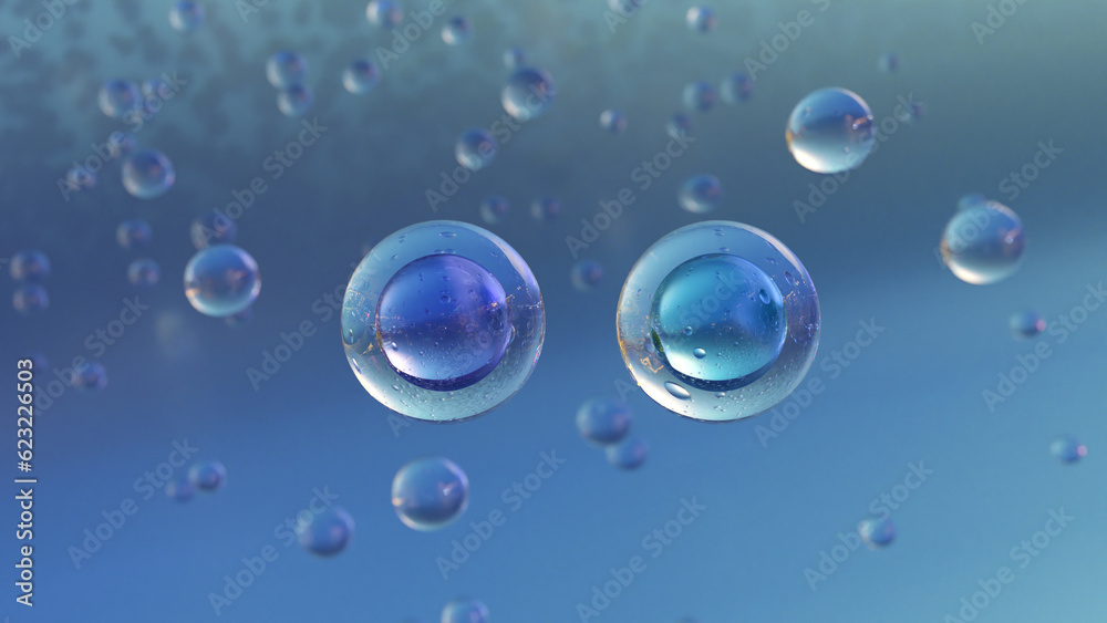 3D rendering cosmetic bubble Moisturizing design on background Abstract science background with bubbles on water. cosmetic bubble design
