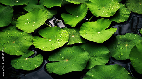  a bunch of water lilies with drops of water on them. generative ai