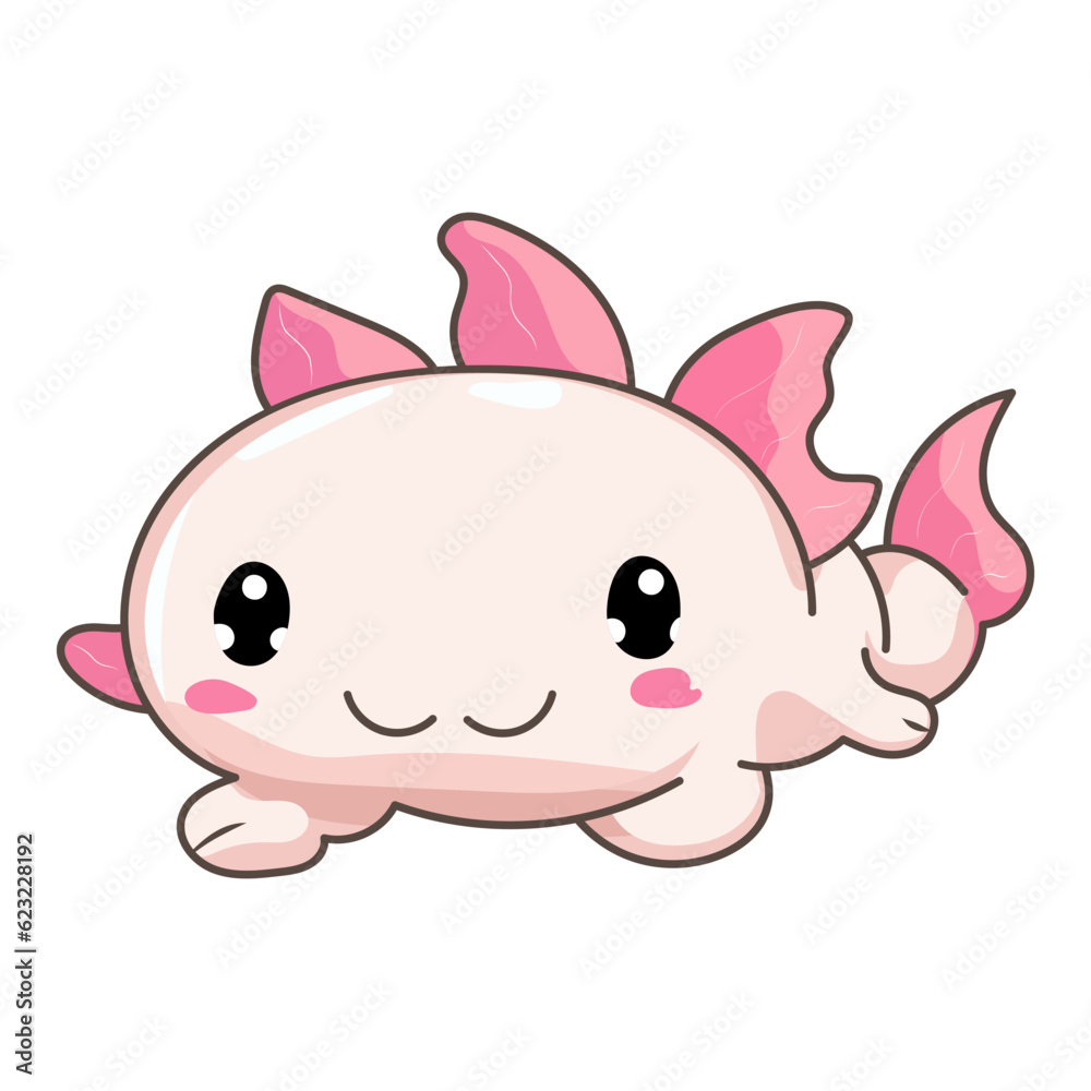 axolotl amphibians cute vector character

